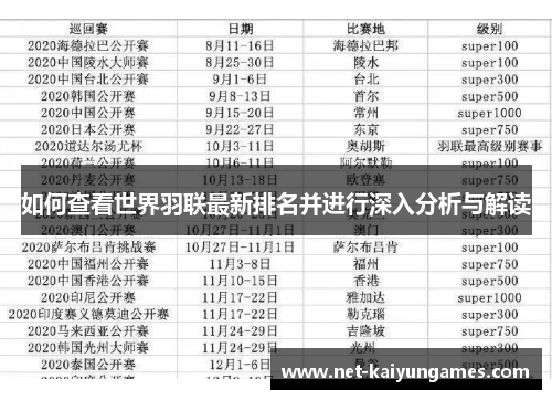 如何查看世界羽联最新排名并进行深入分析与解读