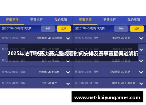 2025年法甲联赛决赛完整观看时间安排及赛事直播渠道解析